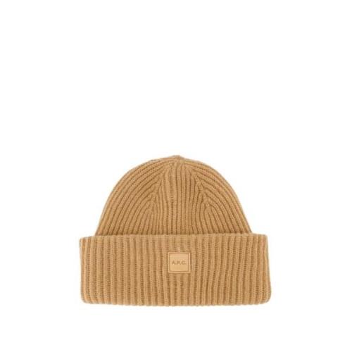 A.p.c. Ultrafine Merinos Cashmere Ull Beanie Kamel Brown, Unisex