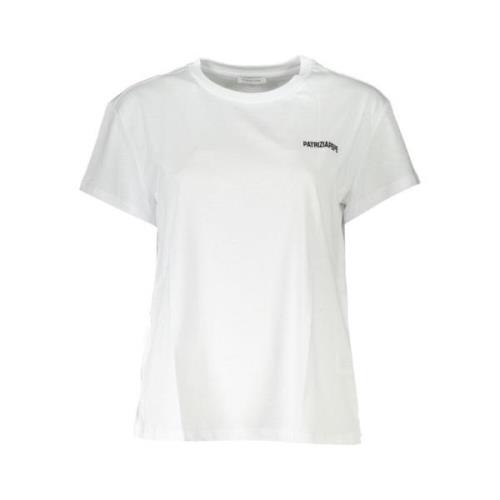 Patrizia Pepe Broderad Logotyp Ekologisk Bomull T-shirt White, Dam