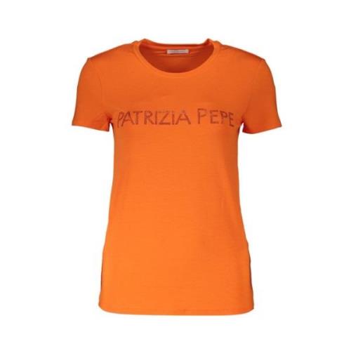 Patrizia Pepe Orange Strass Tee Elegant Skjorta Orange, Dam