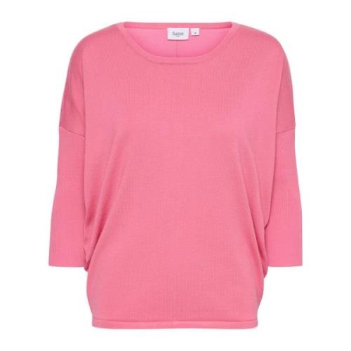 Saint Tropez Milasz R-Neck Pullover Sweater Chateau Rose Pink, Dam