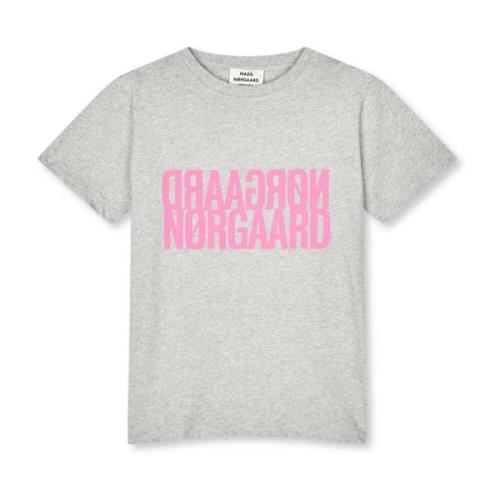 Mads Nørgaard Cool Logo Print Trenda T-Shirt Light Grey Gray, Dam