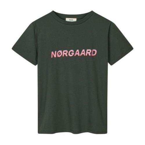 Mads Nørgaard Cool Logo Print Trenda T-Shirt Unexplored Green, Dam