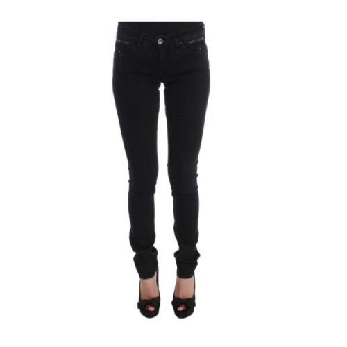 Costume National Slim Fit Designer Jeans i Svart Black, Dam