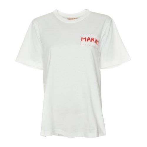 Marni Casual T-shirt med logotypapplikation White, Herr