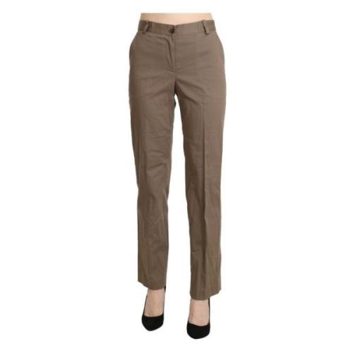 Bencivenga Elegant Straight Pants med hög midja i Brun Brown, Dam