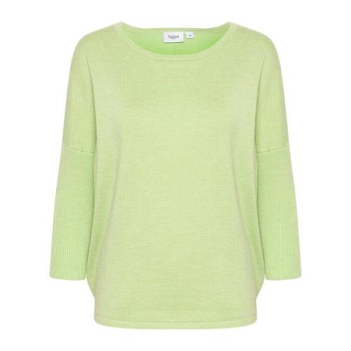 Saint Tropez R-Neck Pullover Strik Seedling Melange Green, Dam