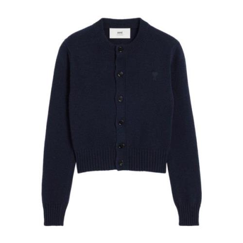 Ami Paris Blå Cashmere Tröja med Monogram Motiv Blue, Dam