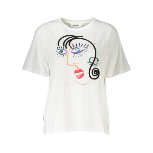 Desigual Konstnärlig Vit T-shirt med Flair White, Dam