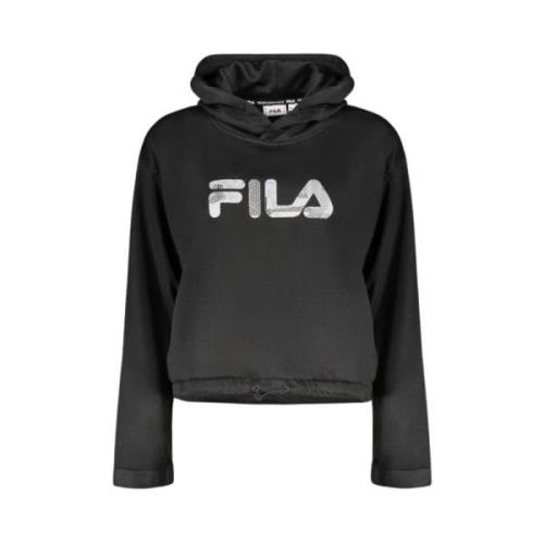 Fila Svart huvtröja med tryckt logotyp Black, Dam