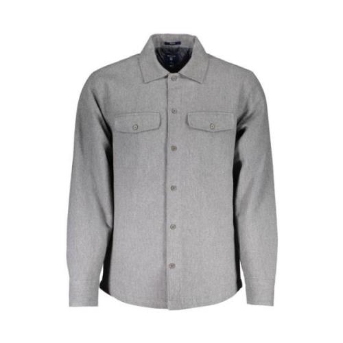 Gant Elegant Gr Bomullsskjorta fr Herrar Gray, Herr