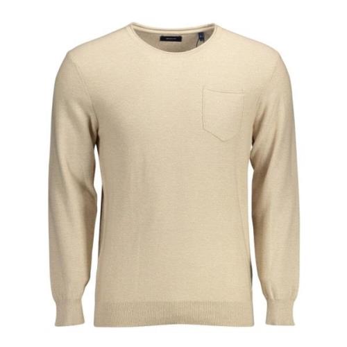 Gant Elegant Beige Tröja med Broderi Beige, Herr