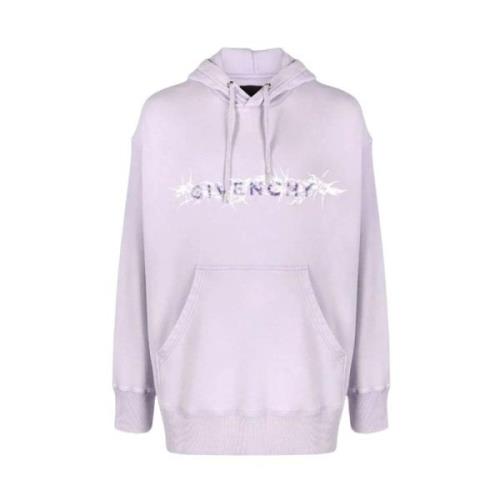 Givenchy Samthoodie med Stor Ficka Purple, Herr