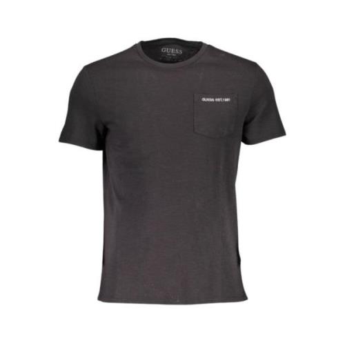 Guess Slät Logo T-shirt i Ekologisk Bomull Black, Herr