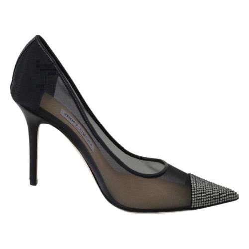 Jimmy Choo Elegant Svart Kristall Mesh Pumps Black, Dam