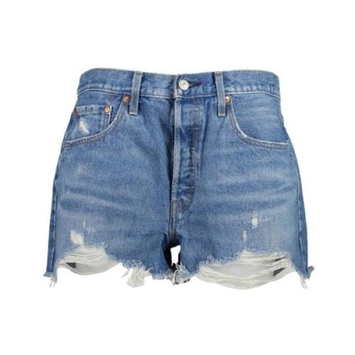 Levi's Vintage 501 Denim Shorts med Distressed Look Blue, Dam