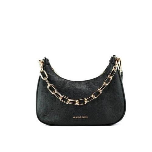 Michael Kors Svart Lder Crossbody-vska med Dragkedja Black, Dam