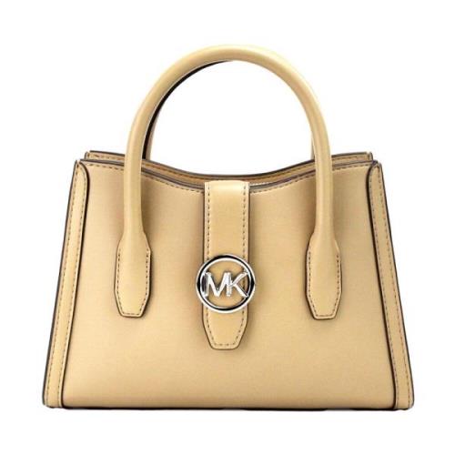 Michael Kors Gabby Liten Curve Satchel Vegansk Läder Beige, Dam