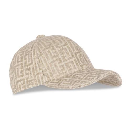 Balmain Monogram Raffia Cap Beige, Herr