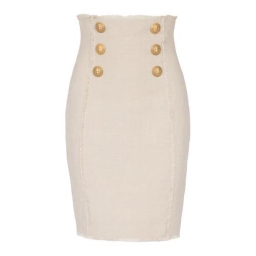 Balmain Linne Pennkjol Beige, Dam