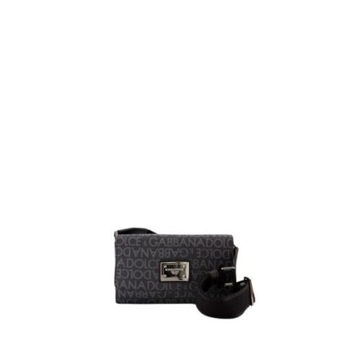 Dolce & Gabbana Svart Bomull Crossbody Väska Black, Herr