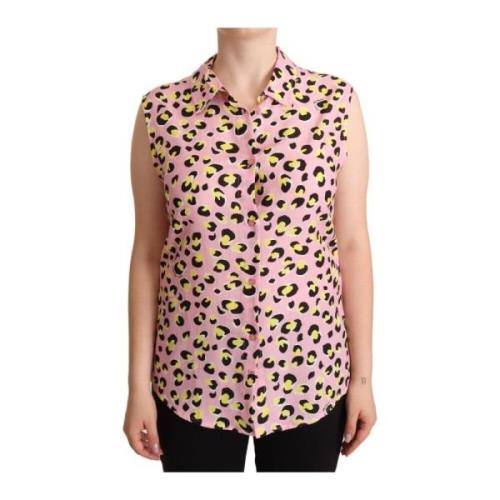 Love Moschino Leopard Print Sleeveless Polo Shirt Multicolor, Dam