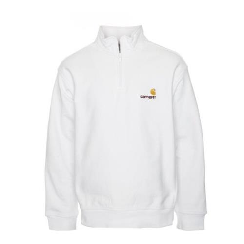 Carhartt Wip American Script Half Zip Sweatshirt White, Herr