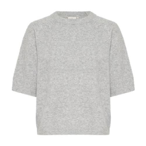 Kaffe Grå Melange Stickad Pullover Tröja Gray, Dam