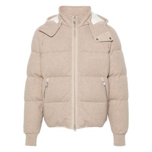 Ermenegildo Zegna Kashmir Vadderad Jacka med Avtagbar Huva Beige, Herr