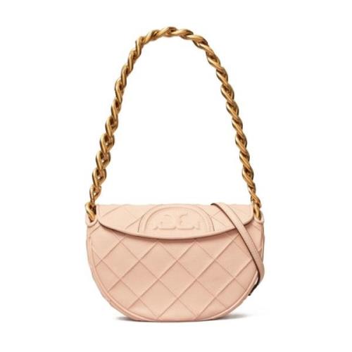 Tory Burch Rosa Läder Diamantmönster Axelväska Pink, Dam