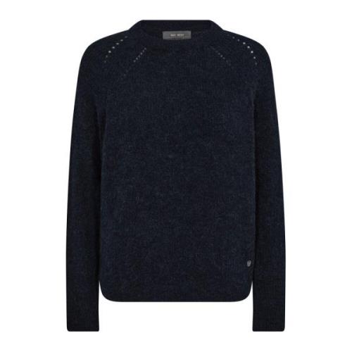 MOS Mosh Mjuk Stickad Tröja Thora Navy Black, Dam