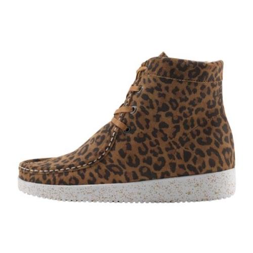 Nature Footwear Leopardmönstrad Mockaboots med Lammskinnsfoder Brown, ...