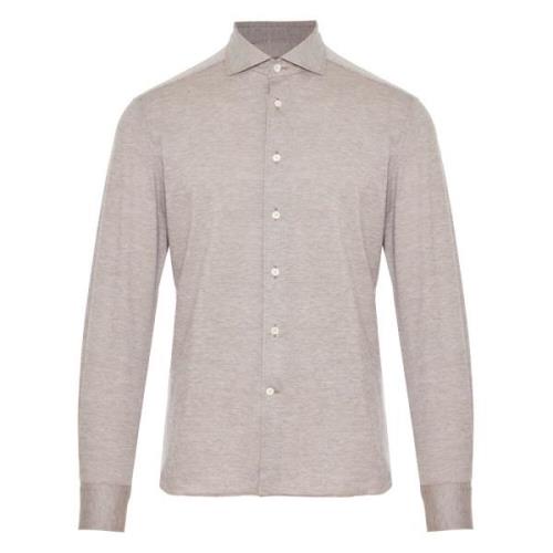 Corneliani Jersey Bomull Cashmere Skjorta Beige, Herr