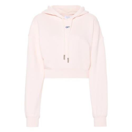 Off White Pinkflower Arrow Crop Hoodie Pink, Dam