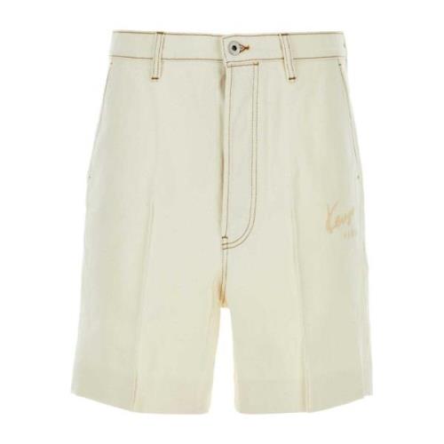 Kenzo Ivory Denim Bermuda Shorts White, Herr