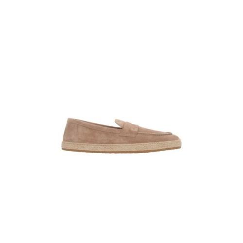 Brunello Cucinelli Beige Mockasin Platt Skor Brown, Herr