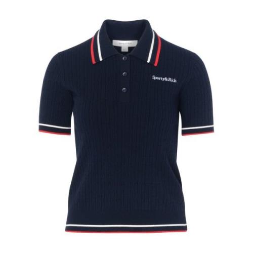 Sporty & Rich Mila Polo Short Navy Blue, Dam