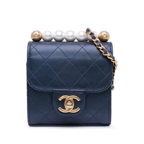 Chanel Vintage Pre-owned Laeder axelremsvskor Blue, Dam