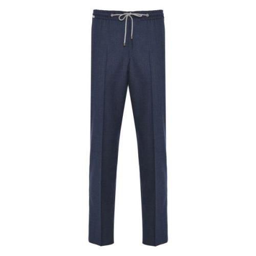 Corneliani Flanell Dragsko Stretchbyxor Blue, Herr