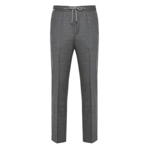 Corneliani Flanell Dragsko Stretchbyxor Gray, Herr