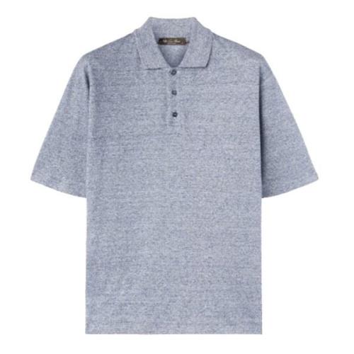 Loro Piana Blå Oversized Polo T-shirt Bomull Tee Blue, Herr