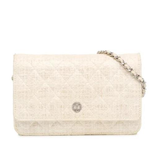 Chanel Vintage Pre-owned Tyg crossbodyvskor Beige, Dam