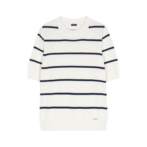 Kiton Randig Bomull T-shirt White, Dam