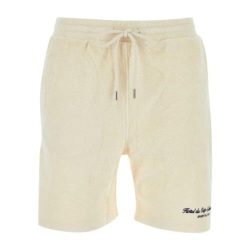 Sporty & Rich Lyxiga Cream Terry Cursive Shorts Yellow, Dam