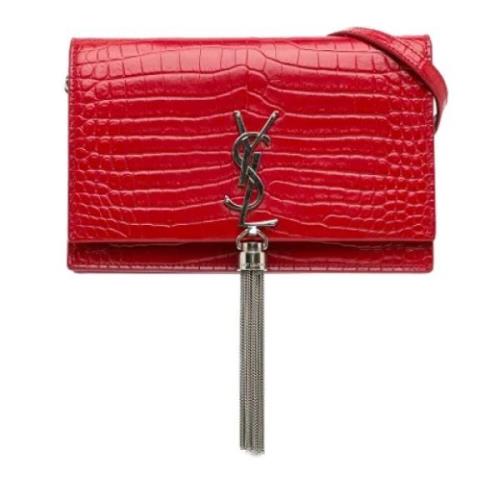 Yves Saint Laurent Vintage Pre-owned Laeder crossbodyvskor Red, Dam