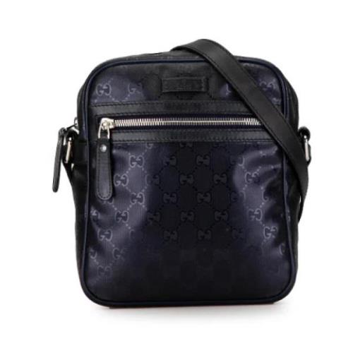 Gucci Vintage Pre-owned Tyg crossbodyvskor Blue, Dam