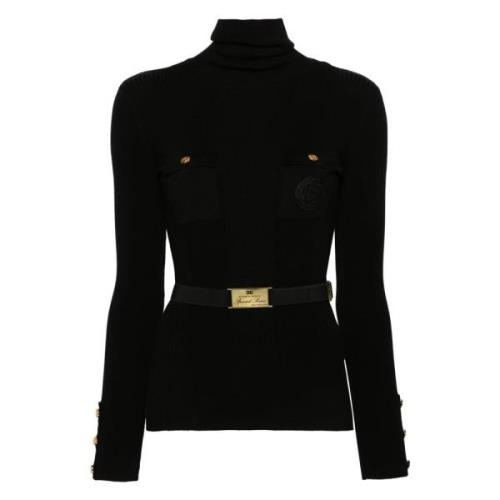 Elisabetta Franchi Svart Stickad Topp Black, Dam