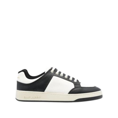 Saint Laurent Svart Vit Läder Låg-Top Sneakers Multicolor, Herr