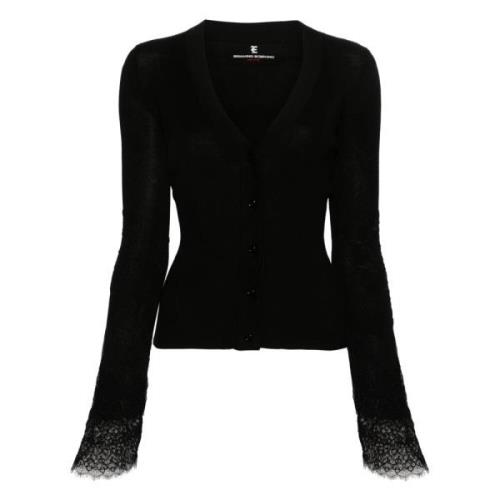 Ermanno Scervino Stilfull Stickad Cardigan Black, Dam