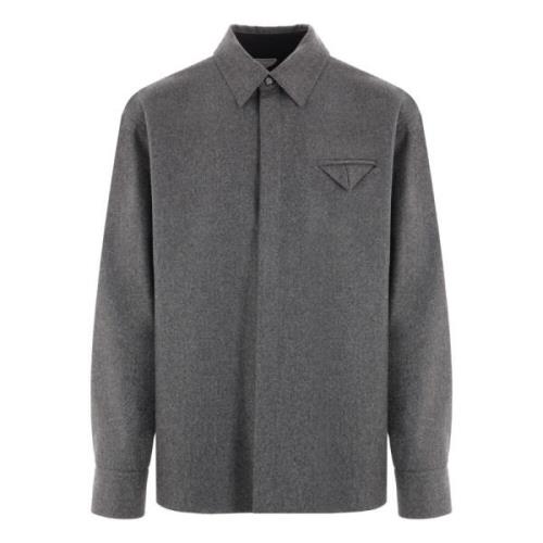 Bottega Veneta Grå Flanellskjorta Klassisk Stil Gray, Herr