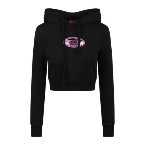 Diesel Hoodie med utskuren oval D-logotyp Black, Dam